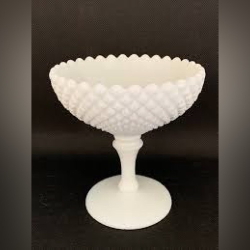 Vintage Candy Dish Hobnail Milk Glass
